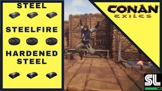 Conan Exiles  Easy Hardened Steel and Steel Bars  2018 [upl. by Rybma]