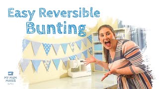 BUNTING DIY  Easy Reversible Fabric Bunting Tutorial for Beginners [upl. by Selwin]