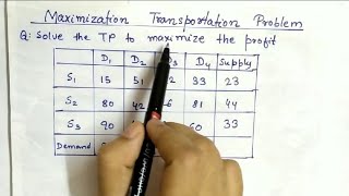 Lec28 Maximization Transportation Problem  In Hindi  Operation Research [upl. by Radec]