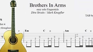 Brothers in Arms  Dire Straits easy solo Fingerstyle TAB lesson [upl. by Xella386]