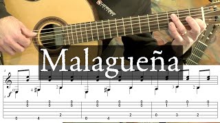 MALAGUENA  Full Tutorial with TAB  Fingerstyle Guitar [upl. by Sihun]