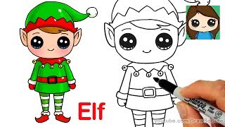 How to Draw a Christmas Elf Easy and Cute [upl. by Katzman]