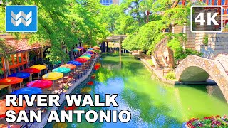 4K River Walk in San Antonio Texas USA  Virtual Walking Tour amp Travel Guide 🎧 Binaural City Sound [upl. by Schluter]