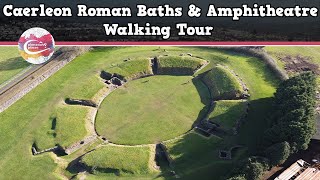 CAERLEON ROMAN BATHS amp AMPHITHEATRE WALES  Walking Tour  Pinned on Places [upl. by Inanuah]