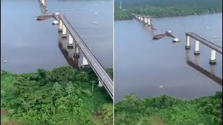 Parte de ponte da Alça Viária cai no Rio Moju no Pará [upl. by Tullusus]