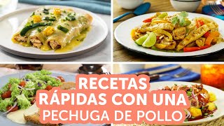 Recetas rápidas con 1 pechuga de pollo  Kiwilimón [upl. by Anyad]