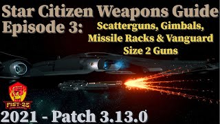 Star Citizen Weapons Guide  Episode 3 Scatterguns Gimbals Missile Racks amp Vanguard Size 2 Guns [upl. by Heiskell]