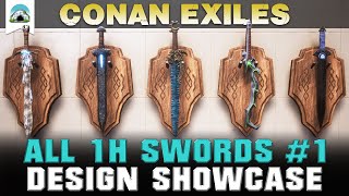 All OneHanded Swords 1 Base Game Craftables  Showcase  Conan Exiles [upl. by Brenan766]