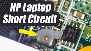 HP Laptop No Power  Troubleshooting Short circuit  Watch component blow on camera [upl. by Ilrahs]