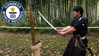 Martial Arts Master Attempts Katana World Record  Guinness World Records [upl. by Thant644]