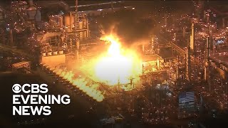 Explosion and fire breaks out at California oil refinery [upl. by Thad]