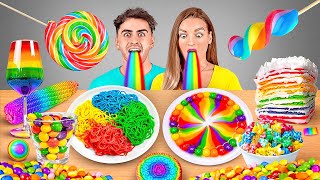 RAINBOW FOOD CHALLENGE  Eating Everything Only In 1 Color For 24 Hours By 123 GO CHALLENGE [upl. by Niveb46]