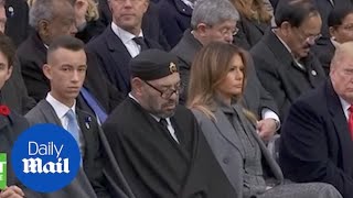 Donald Trump stares at King of Morocco during Armistice event [upl. by Okomot]