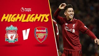 Firmino scores no look goal  Liverpool 51 Arsenal  Highlights [upl. by Nahtanod]