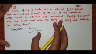 DESIGN OF COMPRESSIBLE HELICAL SPRING  PROBLEM01  TECHNICAL CLASSES  IN HINDI [upl. by Nuahsed]