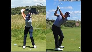 Justin Thomas golf swing  Long Iron faceon amp downtheline July 2017 [upl. by Inal]