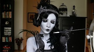 MAKEUP TUTORIAL 1920s Great Gatsby Greyscale  Brow Blocking [upl. by Oberon902]