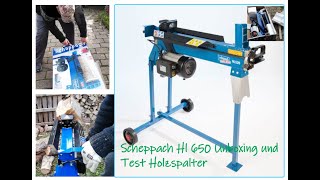 Scheppach Hl 650 Unboxing und Test Holzspalter [upl. by Alyacim255]