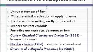 Misrepresentation Lecture 1 of 4 [upl. by Matthia]