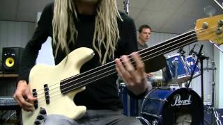 Experimental Fretless Funk Rock Bass amp Drum Grooves [upl. by Anuska714]