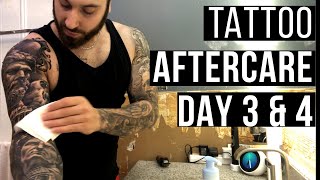 How To Treat A New Tattoo Healing ProcessAftercare DAY 3 amp 4 [upl. by Cinemod516]