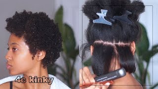 SILK PRESS on 4C twa NATURAL HAIR at home blowoutflat iron J Mayo [upl. by Amjan]